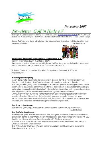 Newsletter Golf in Hude e.V.