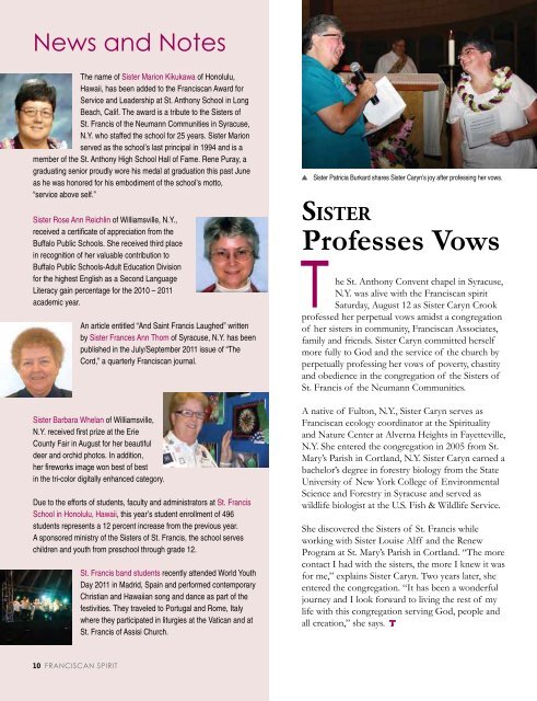 Lives rooted in community - The Sisters of St. Francis