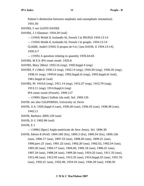 IPA Index 1 People - D © M K C MacMahon 2007 D, [ ]: 1900.févr ...