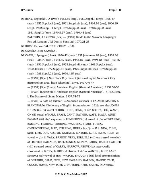 IPA Index 1 People - D © M K C MacMahon 2007 D, [ ]: 1900.févr ...