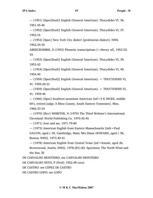 IPA Index 1 People - D © M K C MacMahon 2007 D, [ ]: 1900.févr ...