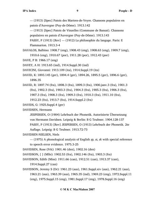 IPA Index 1 People - D © M K C MacMahon 2007 D, [ ]: 1900.févr ...