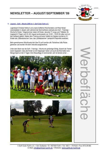 NEWSLETTER – AUGUST/SEPTEMBER ′09 - Golfclub Fürth