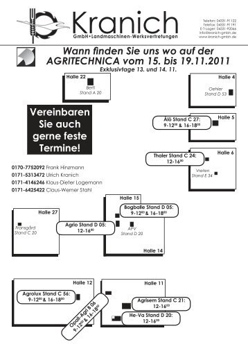 Wann finden Sie uns wo auf der AGRITECHNICA ... - Kranich GmbH