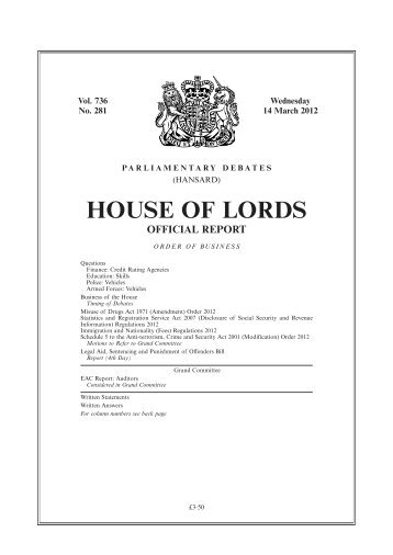 HOUSE OF LORDS - United Kingdom Parliament