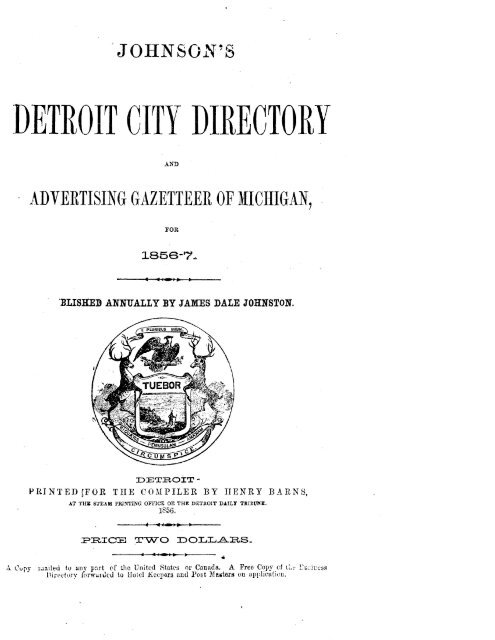 Detroit R L Polk City Directory 1856 - JewishGen KehilaLinks