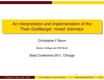 An interpretation and implementation of the Theil–Goldberger ... - Stata