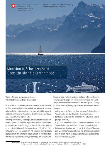 Munition in Schweizer Seen - Übersicht über die Erkenntnisse - VBS
