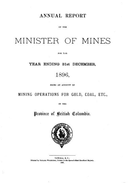 MINISTER OFT MINES - Ministry of Energy, Mines and Natural Gas