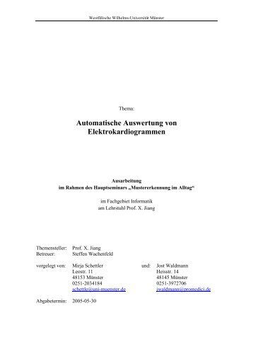 Automatische Auswertung von Elektrokardiogrammen - Computer ...