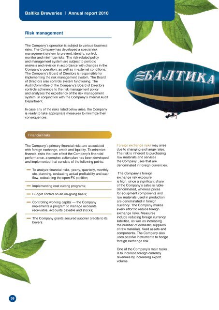 Annual Report 2010 - Baltika Breweries