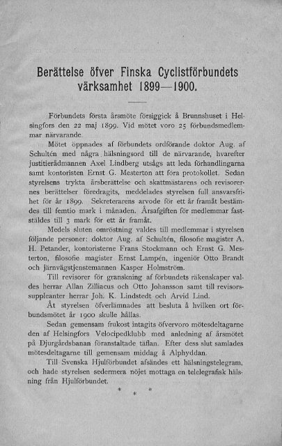 Berättelse öfver Finska värksamhet 1899—1900. - Doria