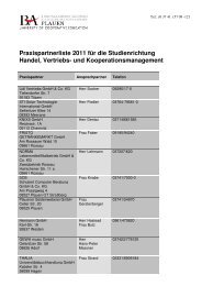 Praxispartnerliste 2011 für die Studienrichtung Handel, Vertriebs ...