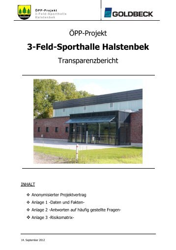 Ã–PP-Projekt 3-Feld-Sporthalle Halstenbek - Gemeinde Halstenbek
