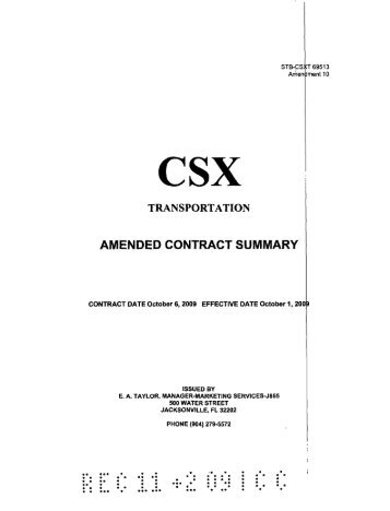 AMENDED CONTRACT SUMMARY