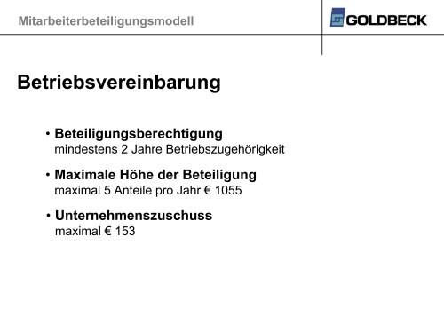 Goldbeck Mitarbeiterbeteiligung - AGP