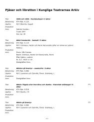 Pjäser och libretton i Kungliga Teatrarnas Arkiv - Kungliga Operan