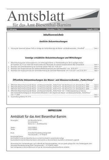 Amtsblatt für das Amt Biesenthal-Barnim