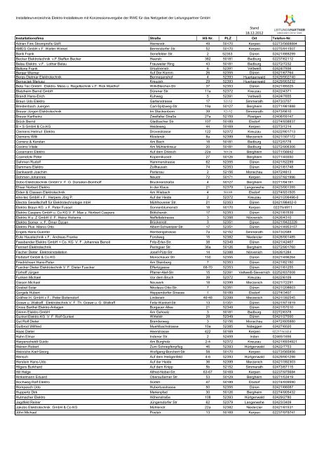 Installateurverzeichnis Strom - Leitungspartner