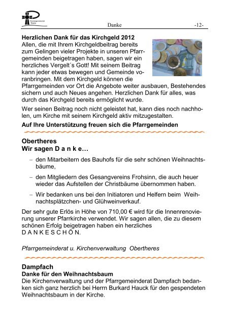 Letzter Infobrief / Kirchplatz - Wonfurt