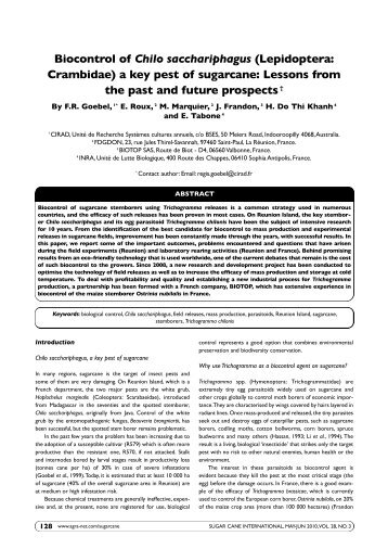 Biocontrol of Chilo sacchariphagus (Lepidoptera ... - Fdgdon