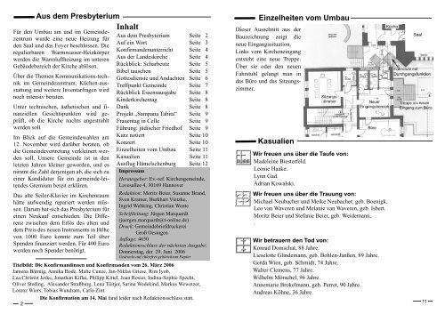 Juni / Juli 2006 - Evangelisch-reformierte Kirchengemeinde Hannover