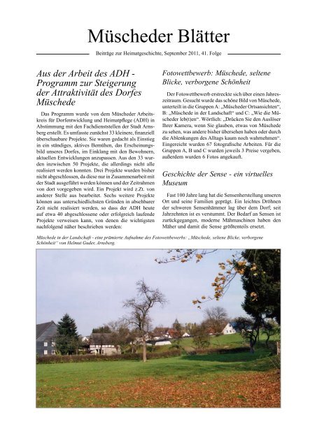s. auch Müscheder Blätter Nr. 41 - Adh-mueschede.de