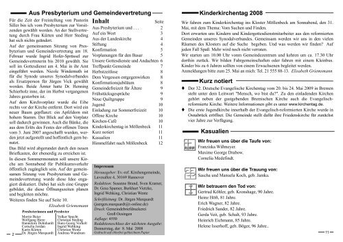 April / Mai 2008 - Evangelisch-reformierte Kirchengemeinde Hannover