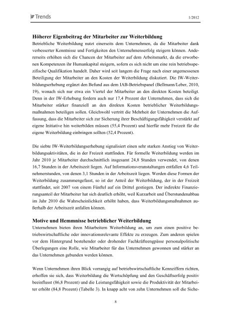 7. IW-Weiterbildungserhebung - Institut der deutschen Wirtschaft Köln