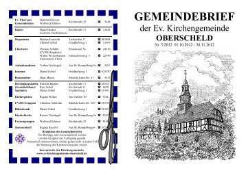 Gemeindebrief - Evangelische Kirchengemeinde Oberscheld