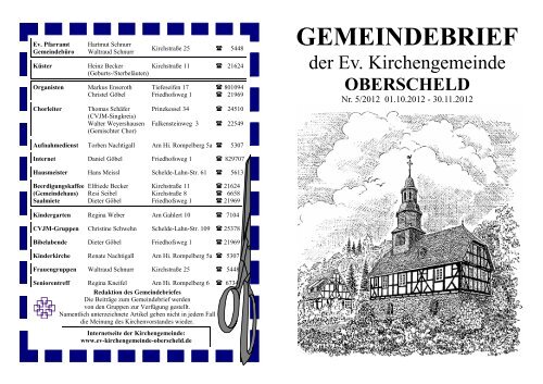 Gemeindebrief - Evangelische Kirchengemeinde Oberscheld