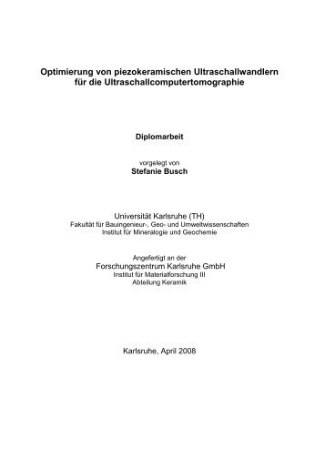 Optimierung von piezokeramischen Ultraschallwandlern für die ...