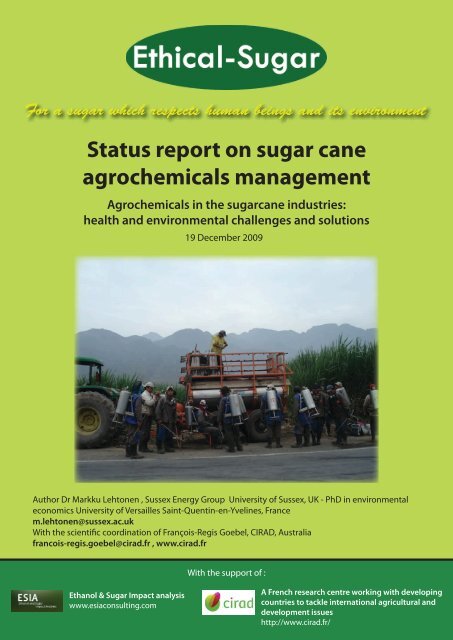 Status report on sugar cane agrochemicals ... - Sucre Ethique