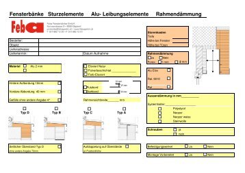 Ausmassliste Aussendienst - Feba Fensterbänke Gmbh