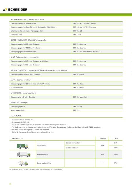 Preisliste (PDF) - Schneider Umweltservice AG