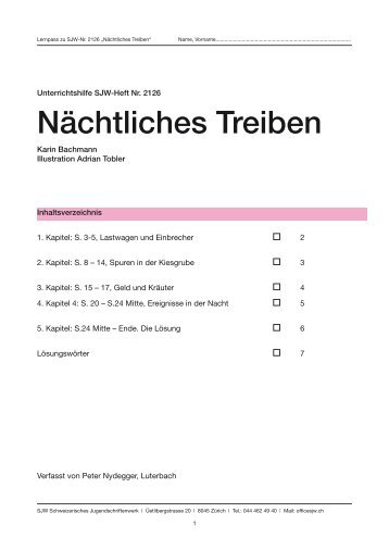 Begleitheft für Lehrpersonen SJW 2126 Nächtliches Treiben PDF