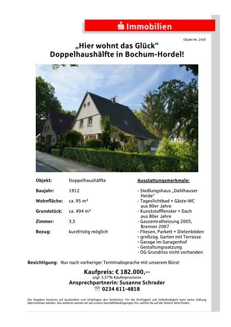 „Hier wohnt das Glück“ Doppelhaushälfte in BochumHordel!