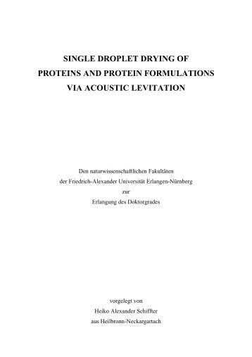 Single droplet drying of proteins and protein formulations