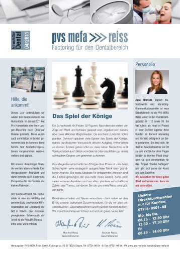newsletter Dental PVS MEFA Reiss GmbH Ausgabe 04 2011