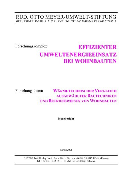 Kurzbericht_Wohnbauten - Prof. Dr. Bernd Glück