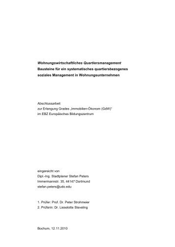 Wohnungswirtschaftliches Quartiersmanagement Bausteine für ein ...