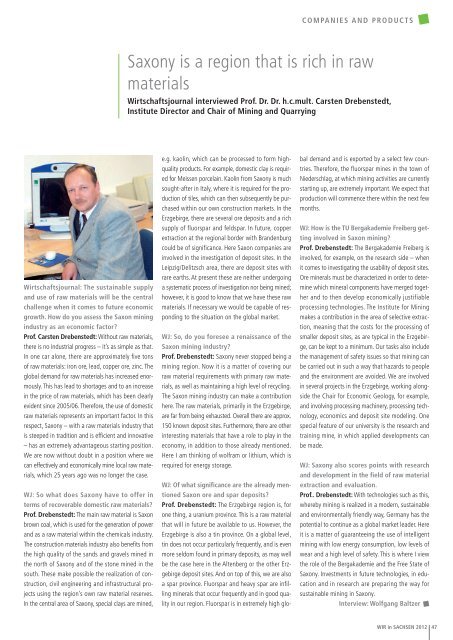 Wir in Sachsen 2012 - Wirtschaftsjournal