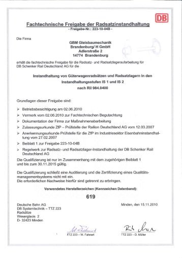 IS 1 und IS 2 nsch Ril 984.0400 - GBM Gleisbaumechanik ...