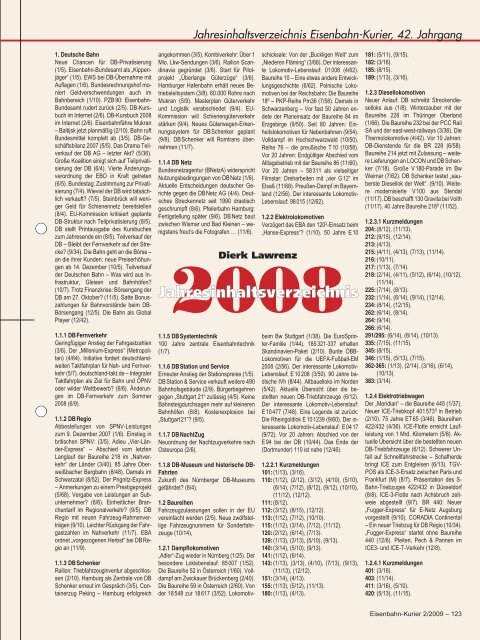 Jahresinhaltsverzeichnis 2008 - Eisenbahn-Kurier