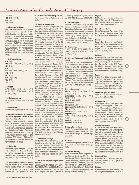 Jahresinhaltsverzeichnis 2008 - Eisenbahn-Kurier