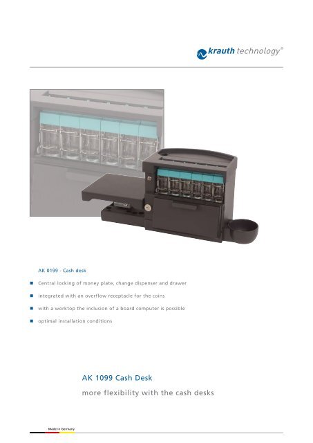 Ak 1099 Cash Desk Pdf Krauth Technology Gmbh