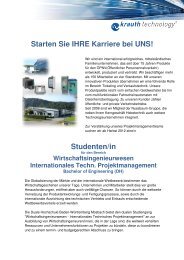 Starten Sie IHRE Karriere bei UNS! - krauth technology GmbH