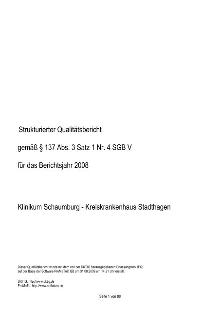 strukturierter Qualitätsbericht 2008 - Kliniken.de