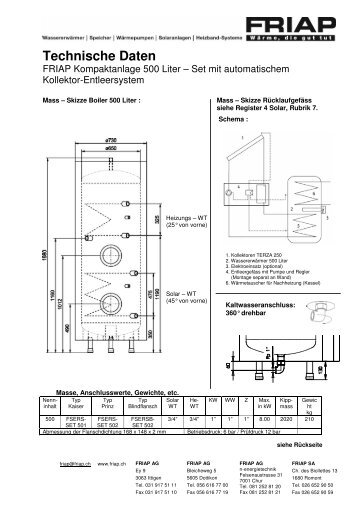 Technische Daten - Friap AG