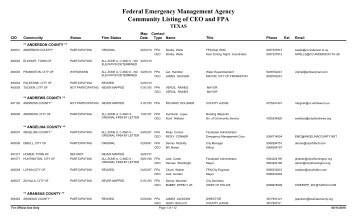 FEMA - Community Listing of CEO and FPA - Texas Water ...